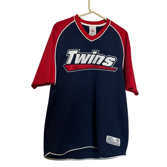 VTG Minnesota Twins MLB True Fan Baseball Blue Jersey Size Large Stitched - Picture 1 of 6